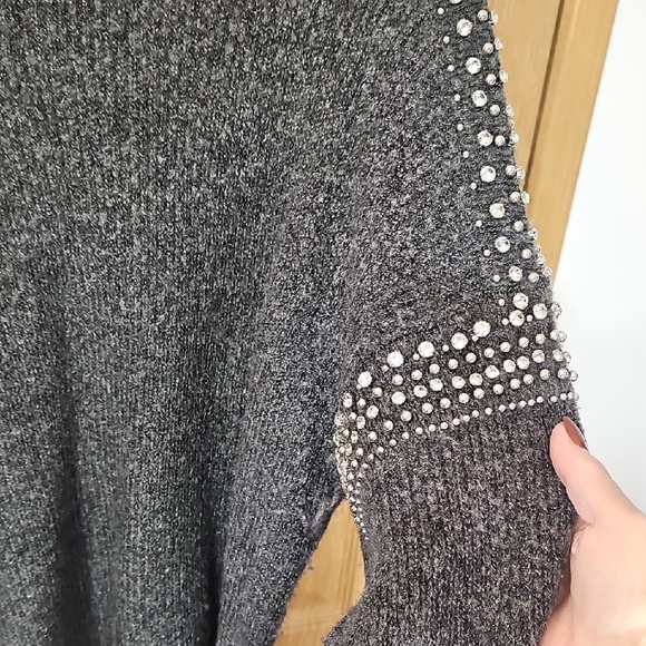 a.n.a Charcoal Sweater with Studded Accents - Picture 8 of 9